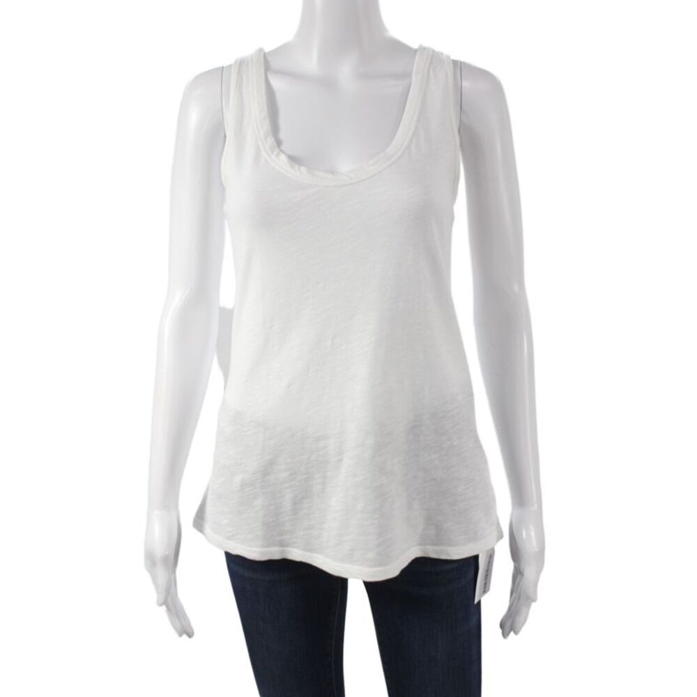 Velvet Womens Basic White Cotton Scoop Neck Sleeveless Tank Summer Size XS
